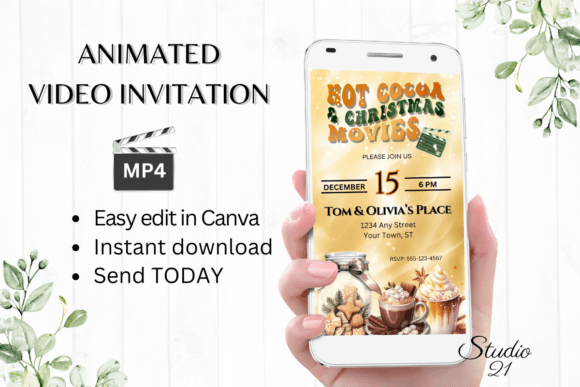 Animated Hot Chocolate + Movies Evite: Digital Invites Made Simple