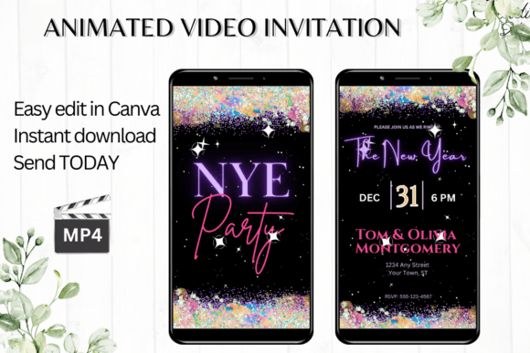Animated New Years Eve Party Evite: Digital Invitation Design