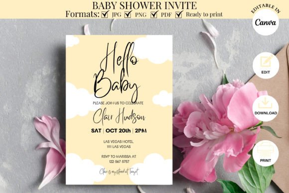 Celebrate with the Hello Baby Cloud Baby Shower Invitation