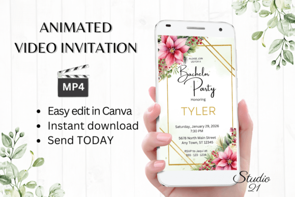 Christmas Bachelor Party Invite W5194: Your Festive Digital Template