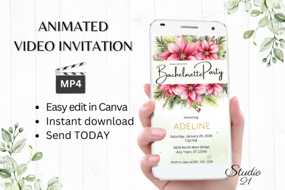 Christmas Bachelorette Party Evite W6196: Festive Invites