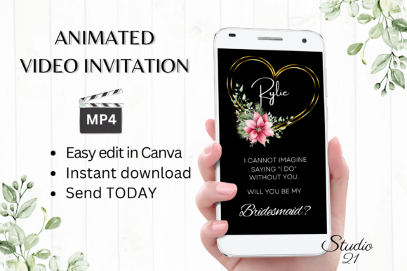 Christmas Bridesmaid Proposal W3199M: Festive & Fun Digital Invitations