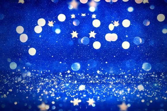 Christmas Golden Bokeh Blue Background: A Festive Design Asset