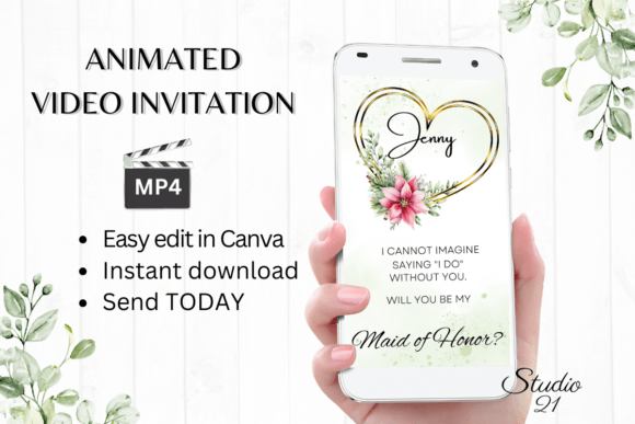 Christmas Maid of Honor Proposal W3198MH: Festive Digital Invitations