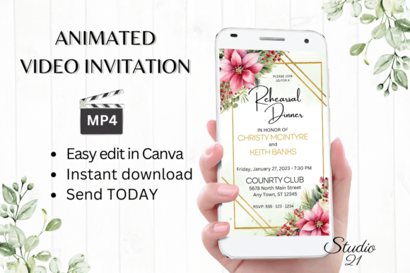 Christmas Rehearsal Dinner Invite W7194: Elevate Your Holiday Event