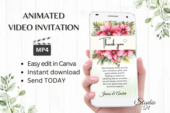 Christmas Wedding Thank You W9196TU: Festive Elegance in Motion