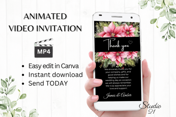 Christmas Wedding Thank You W9197TU: A Festive & Elegant Design Asset