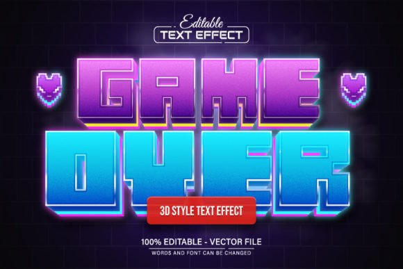 Game over Pixel 3d Text Effect Editable: Your Retro Design Powerhouse