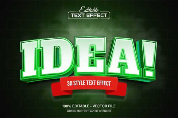 Green Idea 3d Text Effect Editable: A Modern Design Asset
