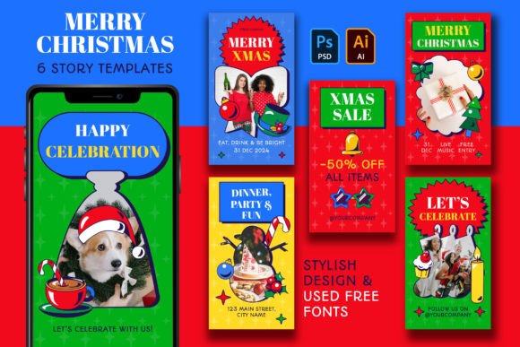 Neo Brutalism Christmas Story Template: Bold Holiday Design