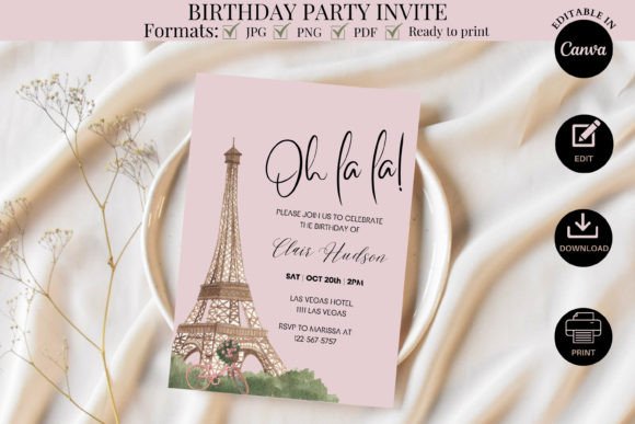 Oh La La Birthday Party Invite Template: A Parisian Dream