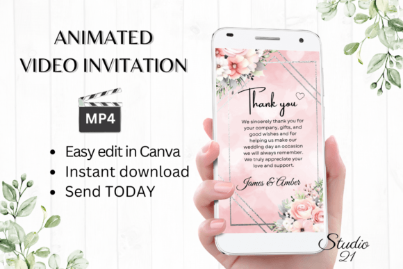 Pink Roses Wedding Thank You W9275TU: A Digital Invitation Solution