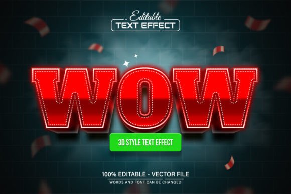 Wow Red 3D Glowing Text Effect: Make Your Designs Pop